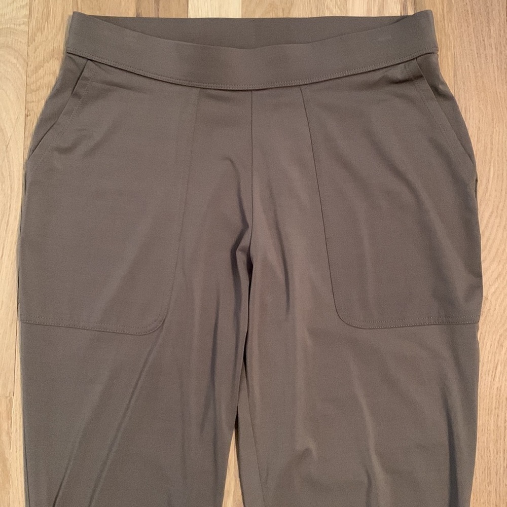 LISA Rinna Crop Cargo Capri Jogger Pants w/ Cinched Zipper Hem Brown Women’s SP - Picture 3 of 13